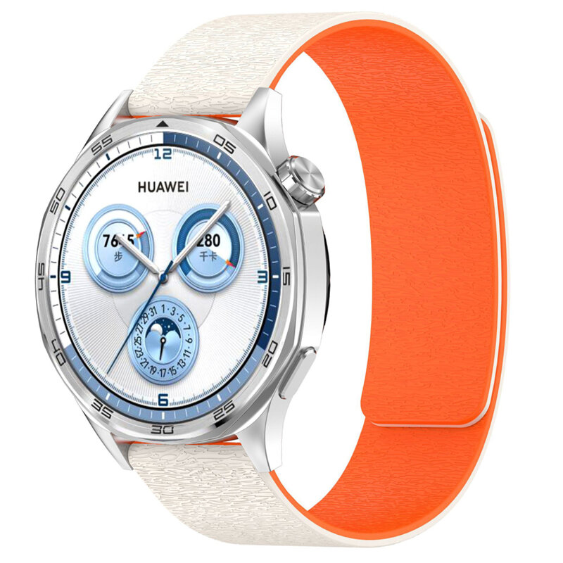 Curea Huawei Watch GT 5 Pro 42mm Techsuit, bej / portocaliu, W074