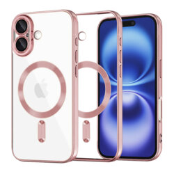 Husa premium iPhone 16 Techsuit Luxury Crystal MagSafe, roz