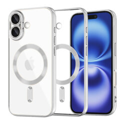 Husa premium iPhone 16 Techsuit Luxury Crystal MagSafe, argintiu