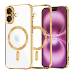 Husa premium iPhone 16 Plus Techsuit Luxury Crystal MagSafe, auriu