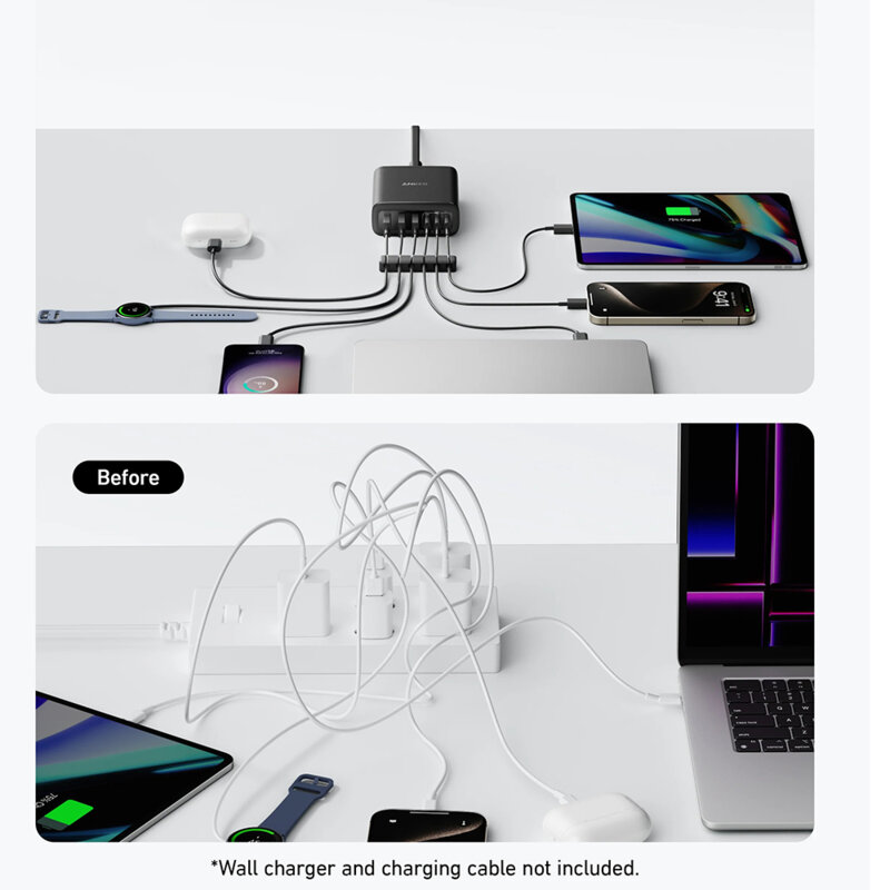 Incarcator retea USB, tip C 6in1 Anker, 112W, negru, A2154G11