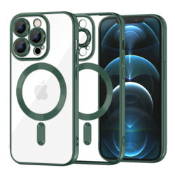 Husa premium iPhone 12 Pro Max Techsuit Luxury Crystal MagSafe, verde inchis