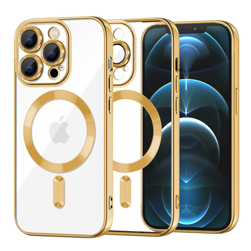 Husa premium iPhone 12 Pro Max Techsuit Luxury Crystal MagSafe, auriu