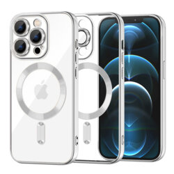 Husa premium iPhone 12 Pro Max Techsuit Luxury Crystal MagSafe, argintiu
