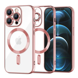Husa premium iPhone 12 Pro Max Techsuit Luxury Crystal MagSafe, roz