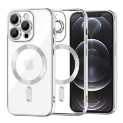 Husa premium iPhone 12 Pro Techsuit Luxury Crystal MagSafe, argintiu