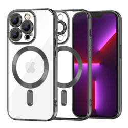 Husa premium iPhone 13 Pro Techsuit Luxury Crystal MagSafe, negru