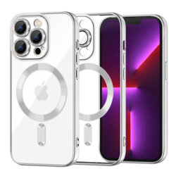 Husa premium iPhone 13 Pro Techsuit Luxury Crystal MagSafe, argintiu
