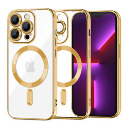 Husa premium iPhone 13 Pro Techsuit Luxury Crystal MagSafe, auriu