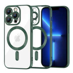 Husa premium iPhone 13 Pro Max Techsuit Luxury Crystal MagSafe, verde inchis