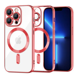 Husa premium iPhone 13 Pro Max Techsuit Luxury Crystal MagSafe, rosu