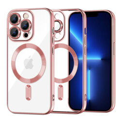Husa premium iPhone 13 Pro Max Techsuit Luxury Crystal MagSafe, roz