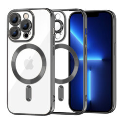 Husa premium iPhone 13 Pro Max Techsuit Luxury Crystal MagSafe, negru