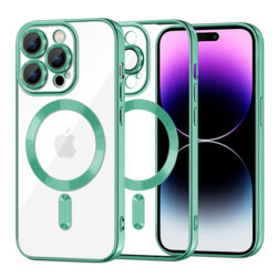 Husa premium iPhone 14 Pro Max Techsuit Luxury Crystal MagSafe, verde deschis