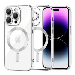 Husa premium iPhone 14 Pro Max Techsuit Luxury Crystal MagSafe, argintiu