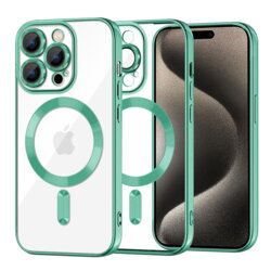Husa premium iPhone 15 Pro Max Techsuit Luxury Crystal MagSafe, verde deschis