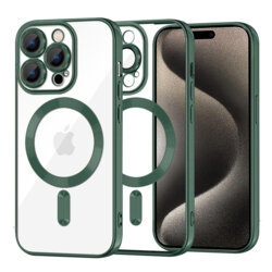 Husa premium iPhone 15 Pro Max Techsuit Luxury Crystal MagSafe, verde inchis