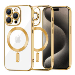 Husa premium iPhone 15 Pro Max Techsuit Luxury Crystal MagSafe, auriu