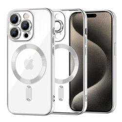 Husa premium iPhone 15 Pro Max Techsuit Luxury Crystal MagSafe, argintiu