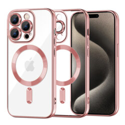 Husa premium iPhone 15 Pro Max Techsuit Luxury Crystal MagSafe, roz