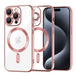 Husa premium iPhone 15 Pro Techsuit Luxury Crystal MagSafe, roz