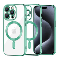 Husa premium iPhone 15 Pro Techsuit Luxury Crystal MagSafe, verde deschis
