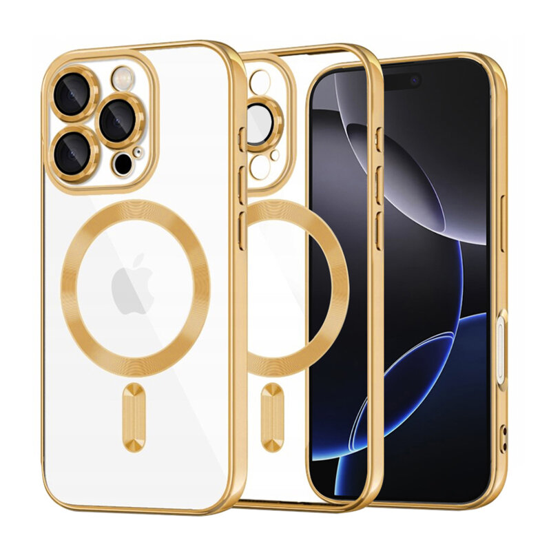 Husa premium iPhone 16 Pro Max Techsuit Luxury Crystal MagSafe, auriu