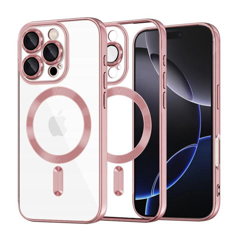 Husa premium iPhone 16 Pro Max Techsuit Luxury Crystal MagSafe, roz
