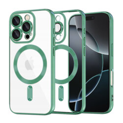 Husa premium iPhone 16 Pro Techsuit Luxury Crystal MagSafe, verde deschis