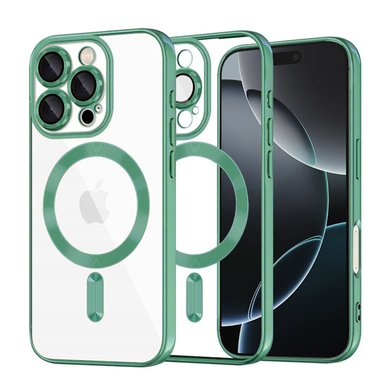 Husa premium iPhone 16 Pro Techsuit Luxury Crystal MagSafe, verde deschis