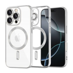 Husa premium iPhone 16 Pro Techsuit Luxury Crystal MagSafe, argintiu