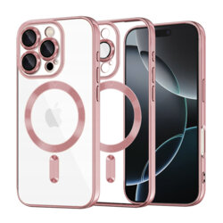 Husa premium iPhone 16 Pro Techsuit Luxury Crystal MagSafe, roz