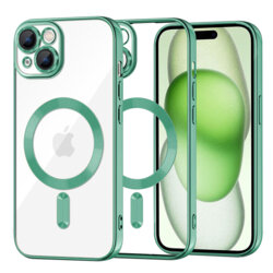 Husa premium iPhone 15 Plus Techsuit Luxury Crystal MagSafe, verde deschis
