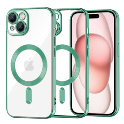 Husa premium iPhone 15 Techsuit Luxury Crystal MagSafe, verde deschis