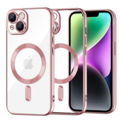 Husa premium iPhone 14 Techsuit Luxury Crystal MagSafe, roz