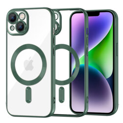 Husa premium iPhone 14 Plus Techsuit Luxury Crystal MagSafe, verde inchis