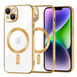 Husa premium iPhone 14 Plus Techsuit Luxury Crystal MagSafe, auriu