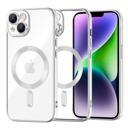 Husa premium iPhone 14 Plus Techsuit Luxury Crystal MagSafe, argintiu
