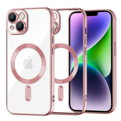 Husa premium iPhone 14 Plus Techsuit Luxury Crystal MagSafe, roz