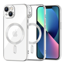 Husa premium iPhone 13 Techsuit Luxury Crystal MagSafe, argintiu