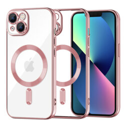 Husa premium iPhone 13 Techsuit Luxury Crystal MagSafe, roz
