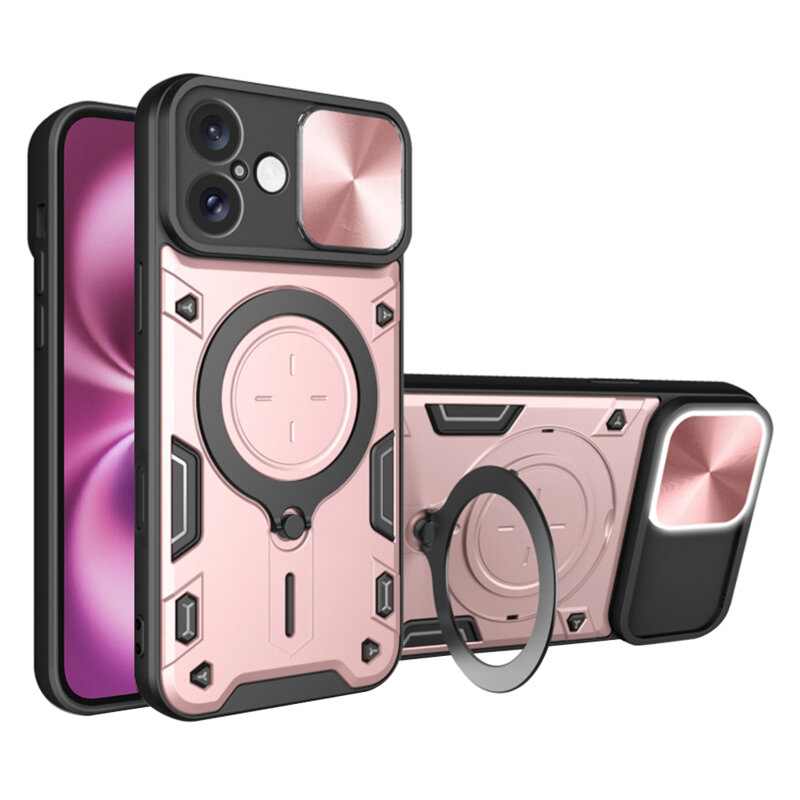 Husa iPhone 16 Plus Techsuit CamGuard Pro, roz auriu