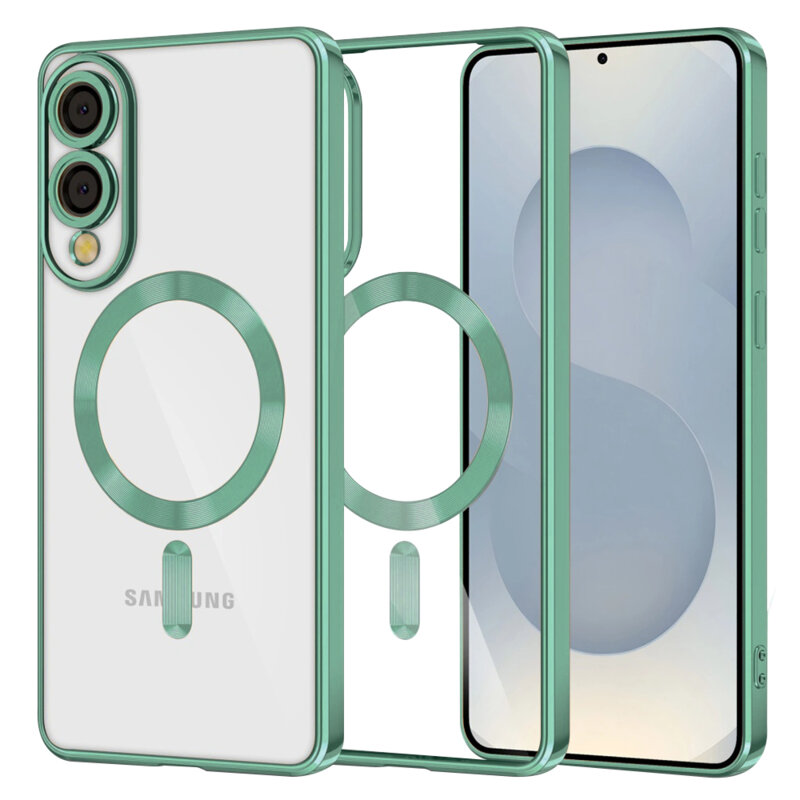 Husa premium Samsung Galaxy S25 Edge Techsuit Luxury Crystal MagSafe, verde deschis