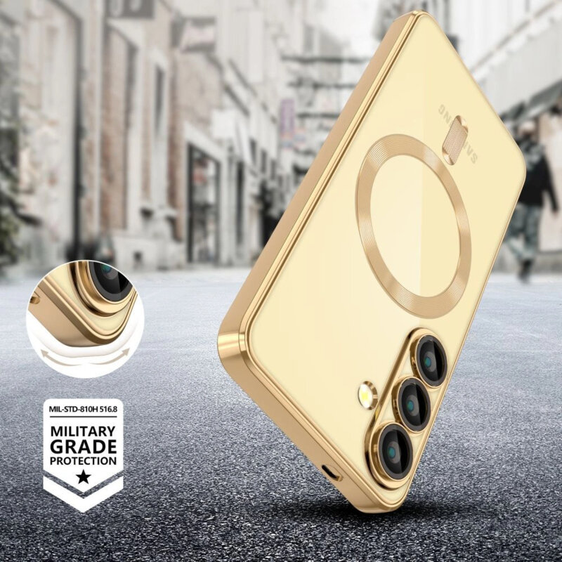 Husa premium Samsung Galaxy S25 Edge Techsuit Luxury Crystal MagSafe, mov