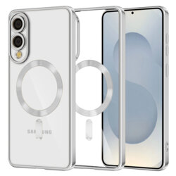 Husa premium Samsung Galaxy S25 Edge Techsuit Luxury Crystal MagSafe, argintiu