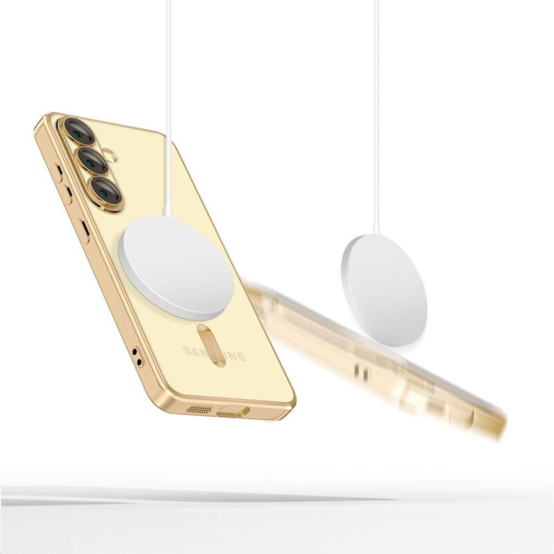 Husa premium Samsung Galaxy S25 Edge Techsuit Luxury Crystal MagSafe, albastru