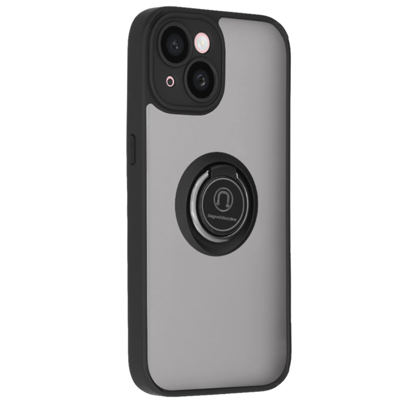 Husa iPhone 15 Techsuit Glinth cu inel suport stand magnetic, negru