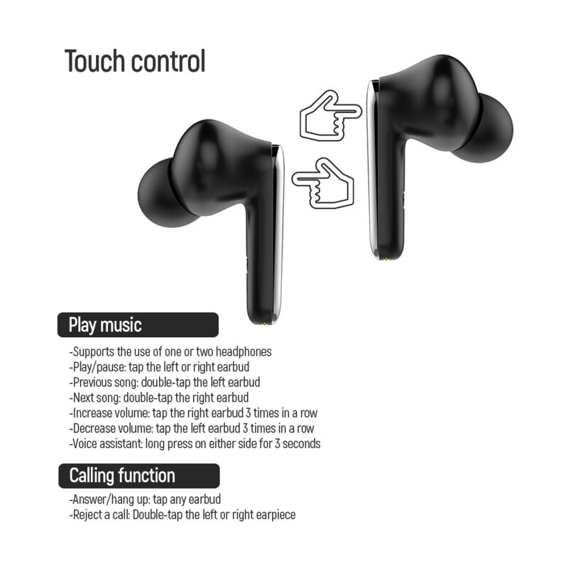 Casti wireless in-ear, touch control ColorWay TWS-3, 350mAh, negru