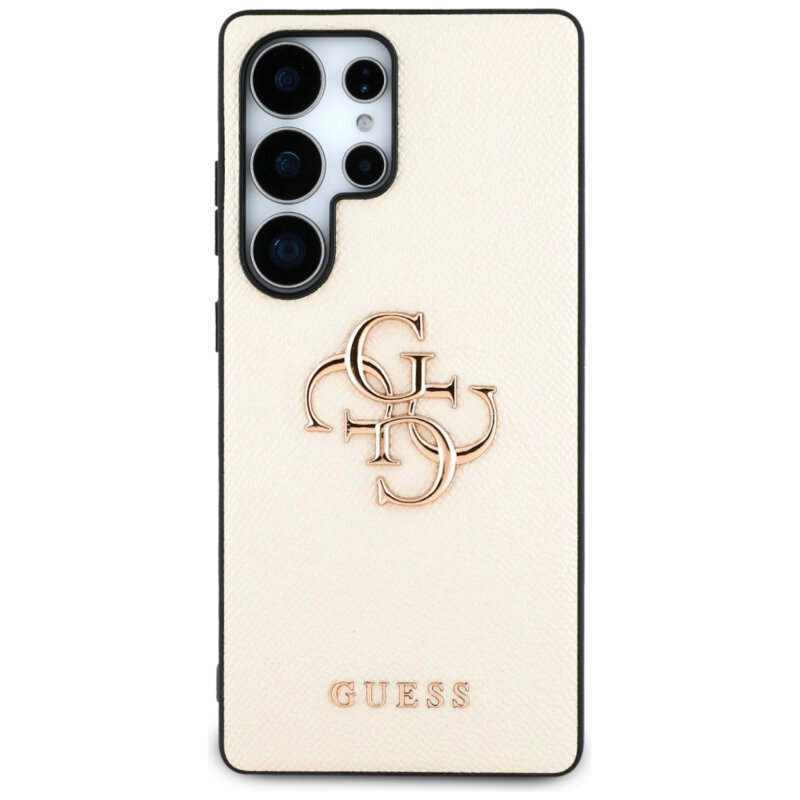 Husa originala Guess Samsung Galaxy S25 Ultra Hardcase 4G Grained Big and Classic Logo, bej, GUHCS25LPGT4MBE