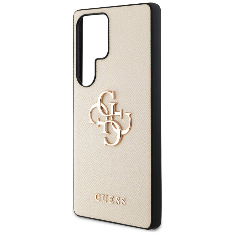 Husa originala Guess Samsung Galaxy S25 Ultra Hardcase 4G Grained Big and Classic Logo, bej, GUHCS25LPGT4MBE